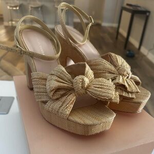 Loeffler Randall Lucia Natural Pleated Bow Platform